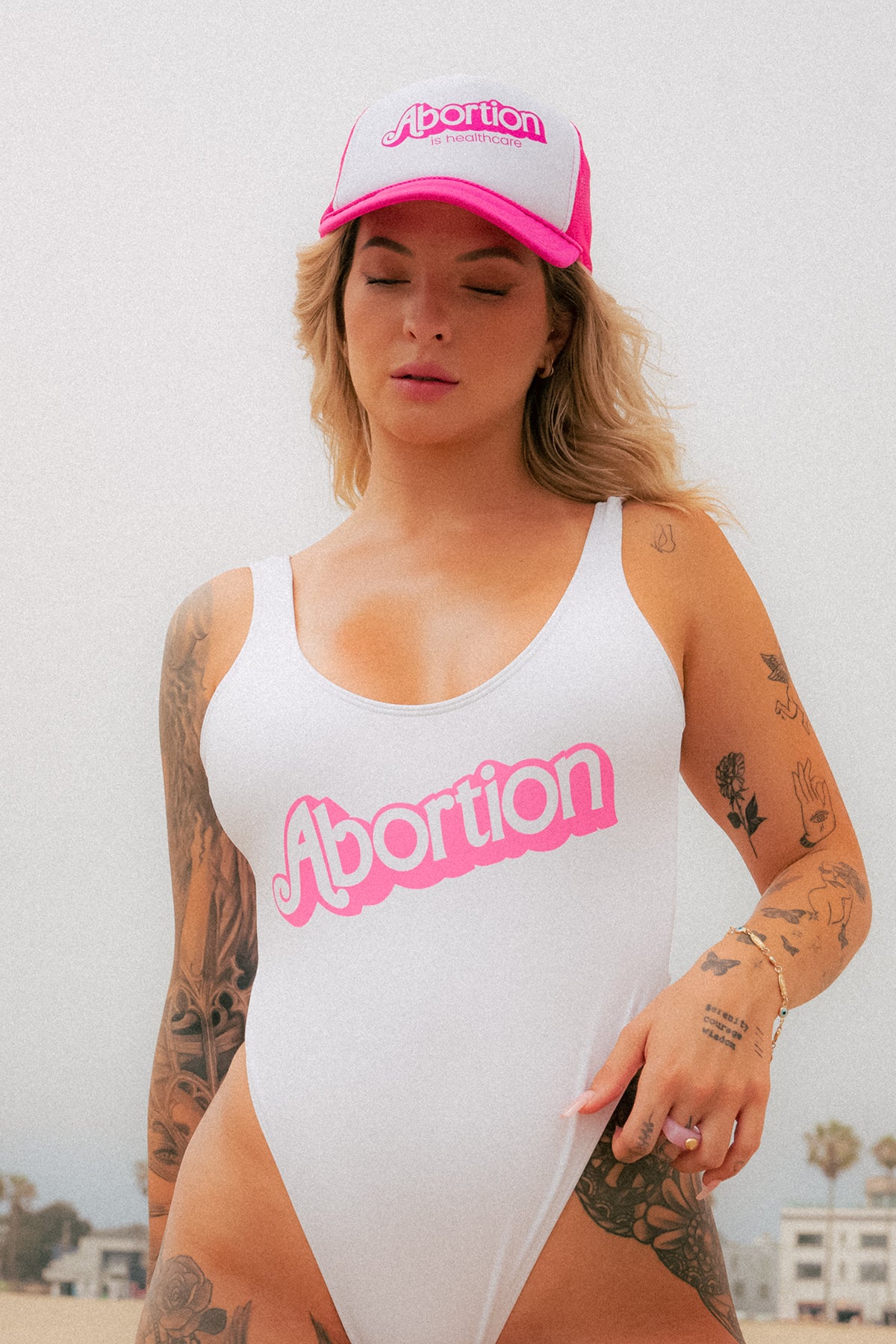 Abortion is Healthcare - White One-Piece Swimsuit